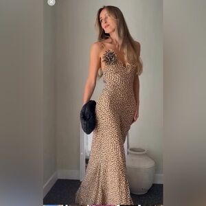 NWT Zara blogger fav FLORAL POLKA DOT dress 
Light Brown  3675/535